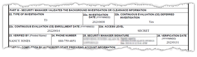 DD Form 2875 - Site Security DD Form 2875 Security Officer Section